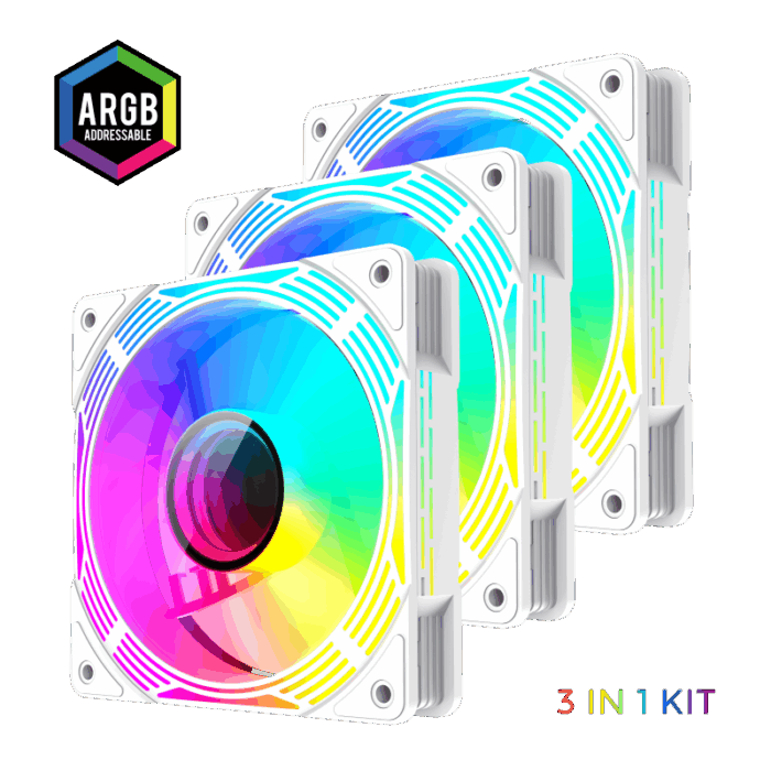 KIT DE 3 FAN GAMEMAX KF300 WH BLANCO - Imagen 3