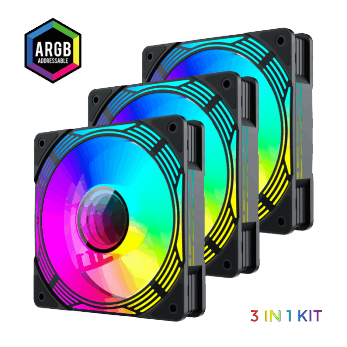 KIT DE 3 FAN GAMEMAX KF300 BK NEGRO - Imagen 3