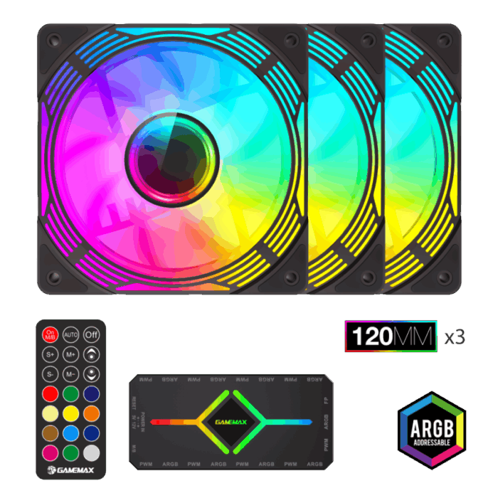 KIT DE 3 FAN GAMEMAX KF300 BK NEGRO - Imagen 2