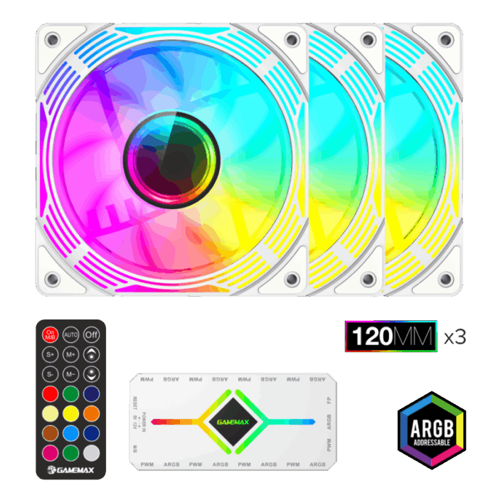 KIT DE 3 FAN GAMEMAX KF300 WH BLANCO - Imagen 2