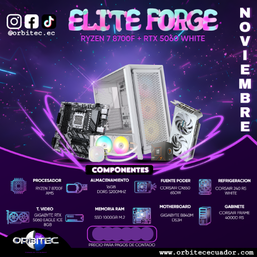 PC.6 ELITE FORGE RYZEN 7 8700F + RTX 5060 WHITE