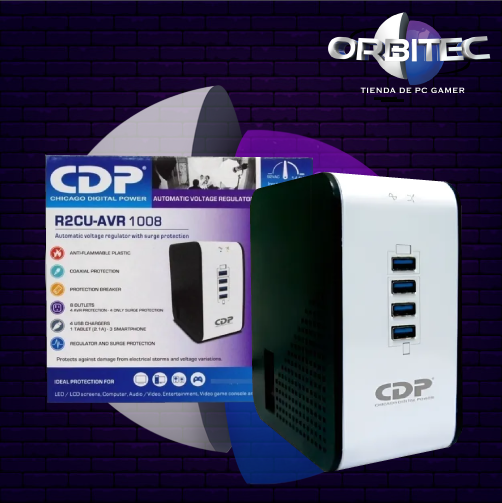 REGULADOR DE VOLTAJE CDP R2CU 1000VA 500W 8PUERTOS 4 USBA